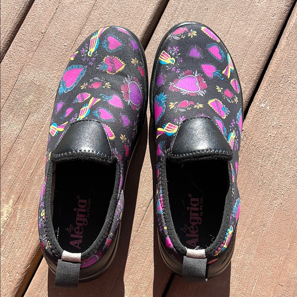Alegria Kids' Black and Pink Slip-On Shoes